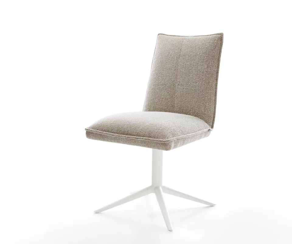 Abverkauf Drehstuhl Lelio-Flex Webstoff Soft Beige Fußkreuz Weiß 360° drehbar Wippfunktion Taschenfederkern