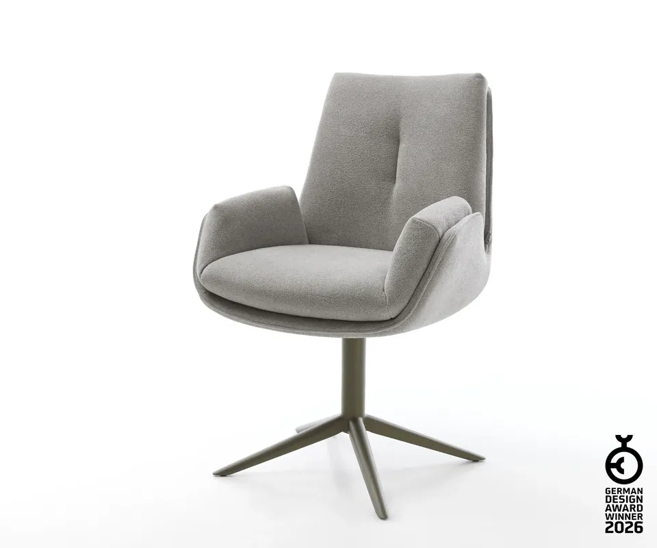 Finale Aktion Drehstuhl Clea-Flex Strukturstoff Soft Grau Fußkreuz Effektfinish Titan 360° drehbar Wippfunktion