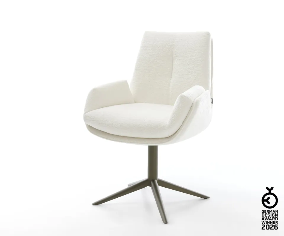 Sonderaktion Drehstuhl Clea-Flex Bouclé Soft Beige Fußkreuz Effektfinish Titan 360° drehbar Wippfunktion