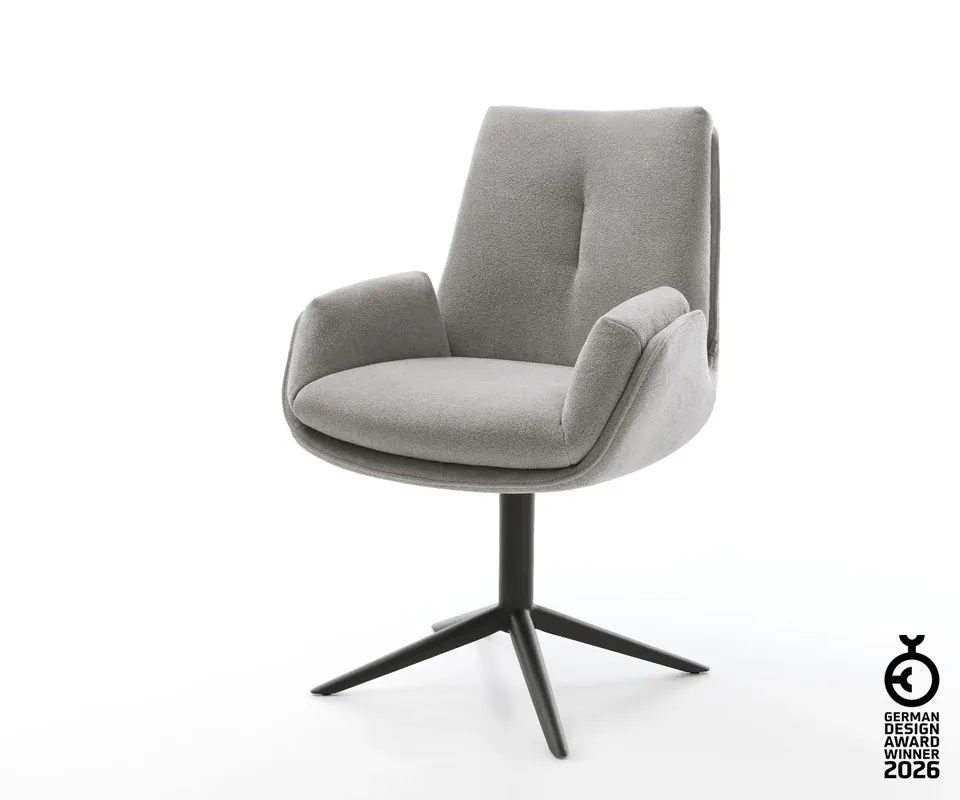 Expressversand Drehstuhl Clea-Flex Strukturstoff Soft Grau Fußkreuz Schwarz 360° drehbar Wippfunktion