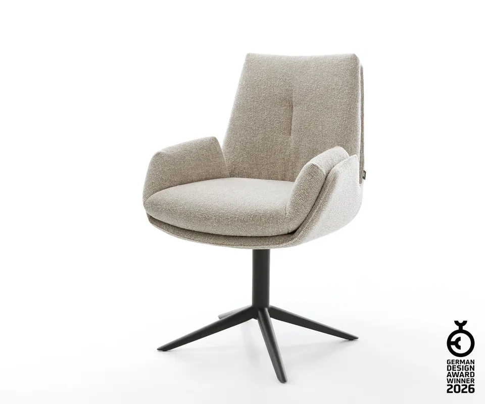 Preisreduziert Drehstuhl Clea-Flex Webstoff Soft Beige Fußkreuz Schwarz 360° drehbar Wippfunktion