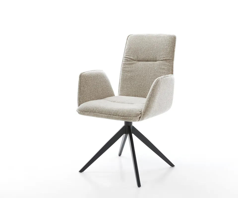 Markenware Drehstuhl Vinja-Flex Webstoff Soft Beige Kreuzgestell breit Schwarz 360° drehbar Wippfunktion