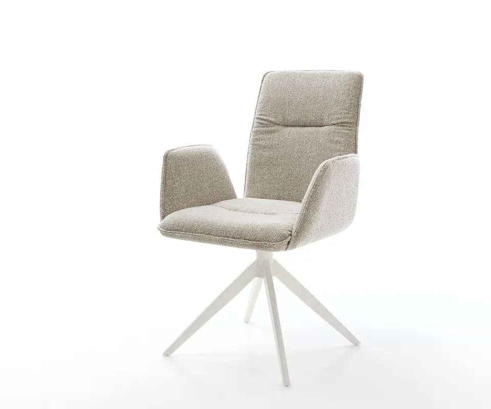 Beliebt Drehstuhl Vinja-Flex Webstoff Soft Beige Kreuzgestell breit Weiß 360° drehbar Wippfunktion