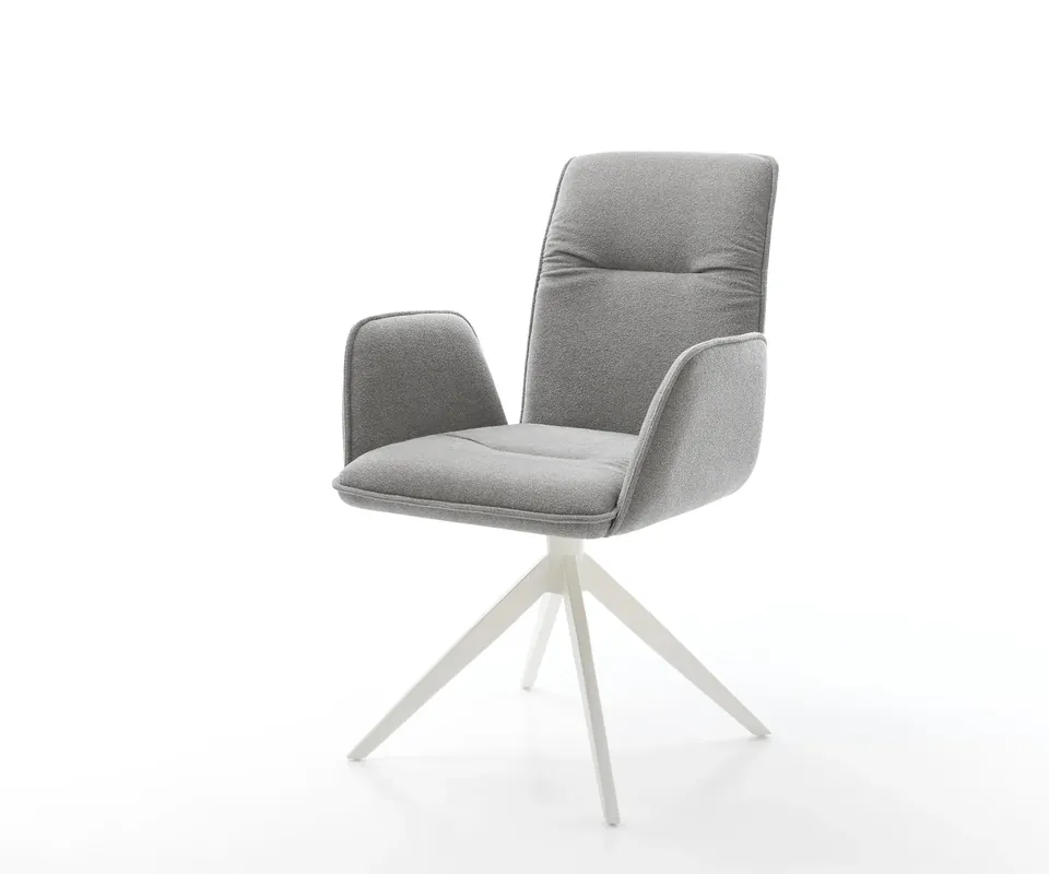 Sale Drehstuhl Vinja-Flex Strukturstoff Soft Grau Kreuzgestell breit Weiß 360° drehbar Wippfunktion
