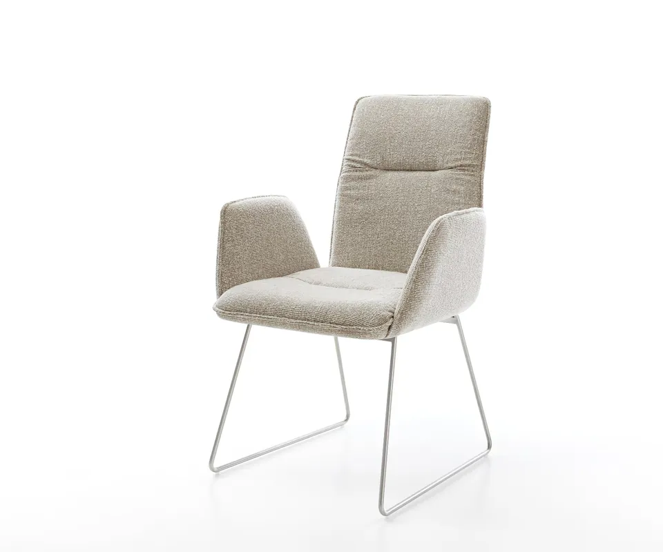 Bestpreis Esszimmerstuhl Vinja-Flex Webstoff Soft Beige Kufengestell Edelstahl