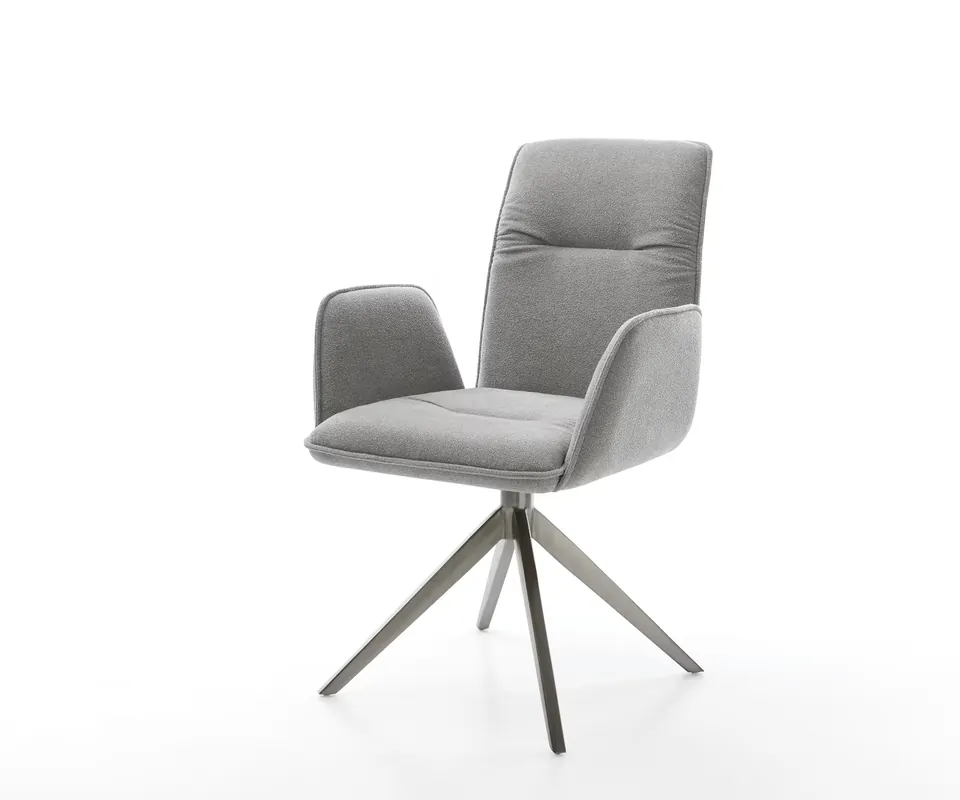 Drehstuhl Vinja-Flex Strukturstoff Soft Grau Kreuzgestell breit Graphit 360° drehbar Wippfunktion Sale