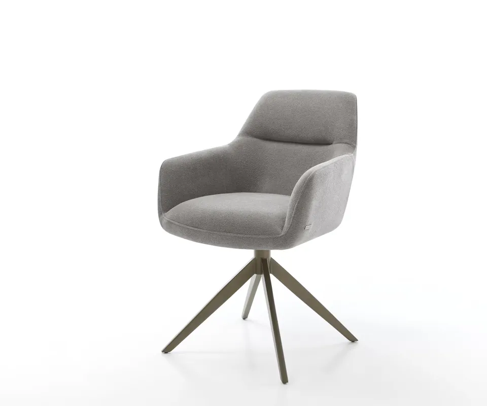 Online Kaufen Drehstuhl Pejo-Flex Strukturstoff Soft Grau Kreuzgestell breit Effektfinish Titan 360° drehbar Wippfunktion Taschenfederkern