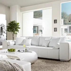 Solange Der Vorrat Reicht Big-Sofa Marbeya 290x110 cm Weiss mit Schlaffunktion