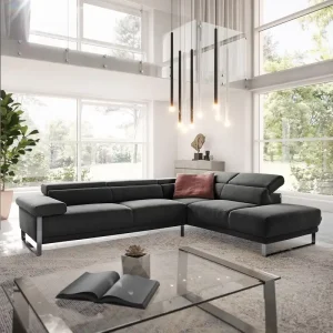 Knallerangebot Ecksofa Floyd 300x230 Schwarz Ottomane rechts Kopfteilverstellung by W. Schillig
